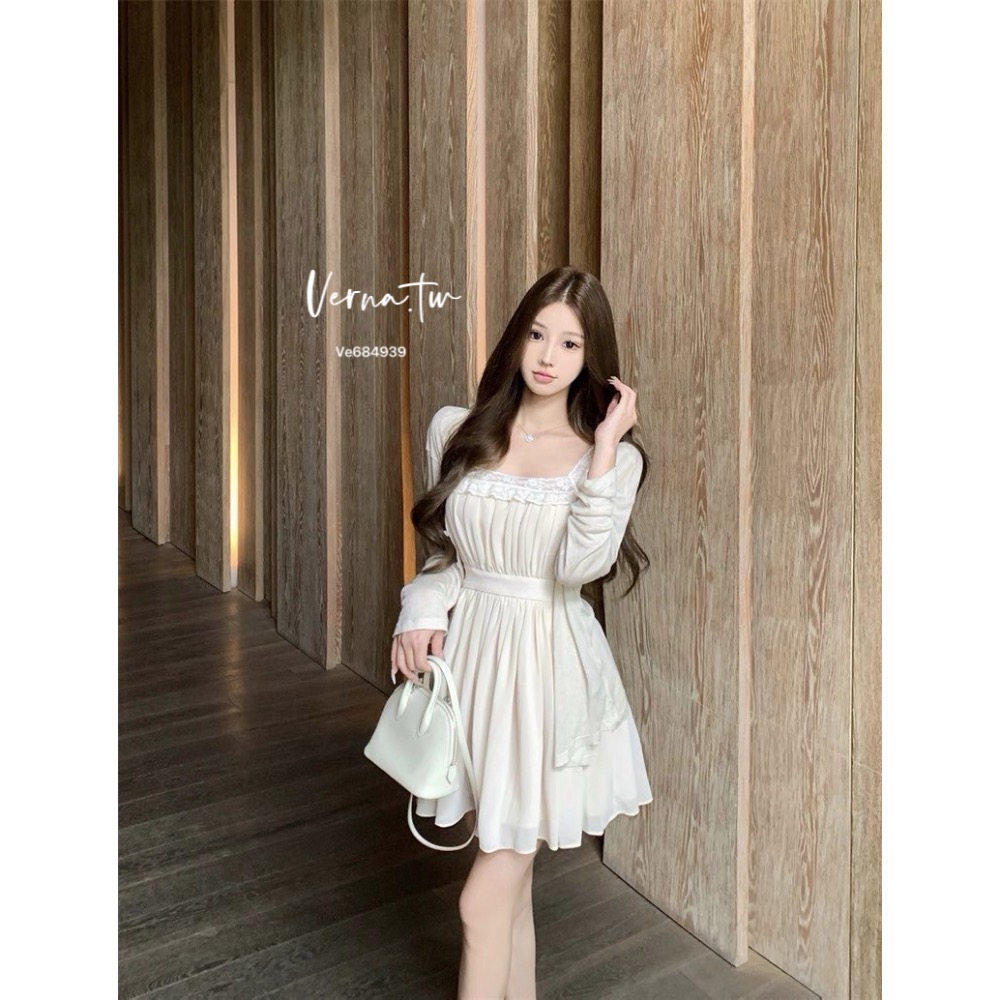 現貨｜氣質首選 蕾絲拼接花邊吊帶連身裙-細節圖7