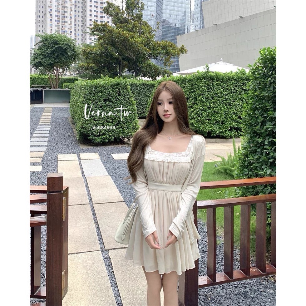 現貨｜氣質首選 蕾絲拼接花邊吊帶連身裙-細節圖9