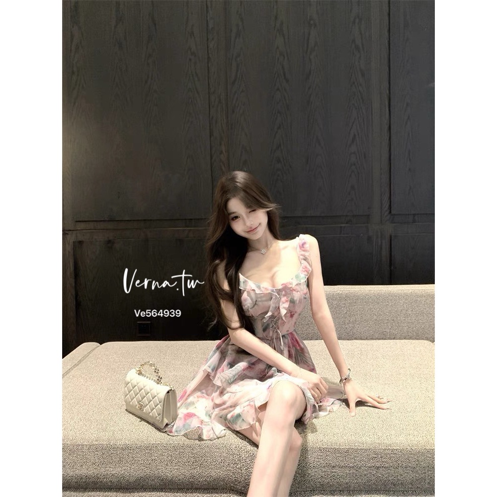 仙氣飄飄 碎花吊帶連身裙-細節圖2