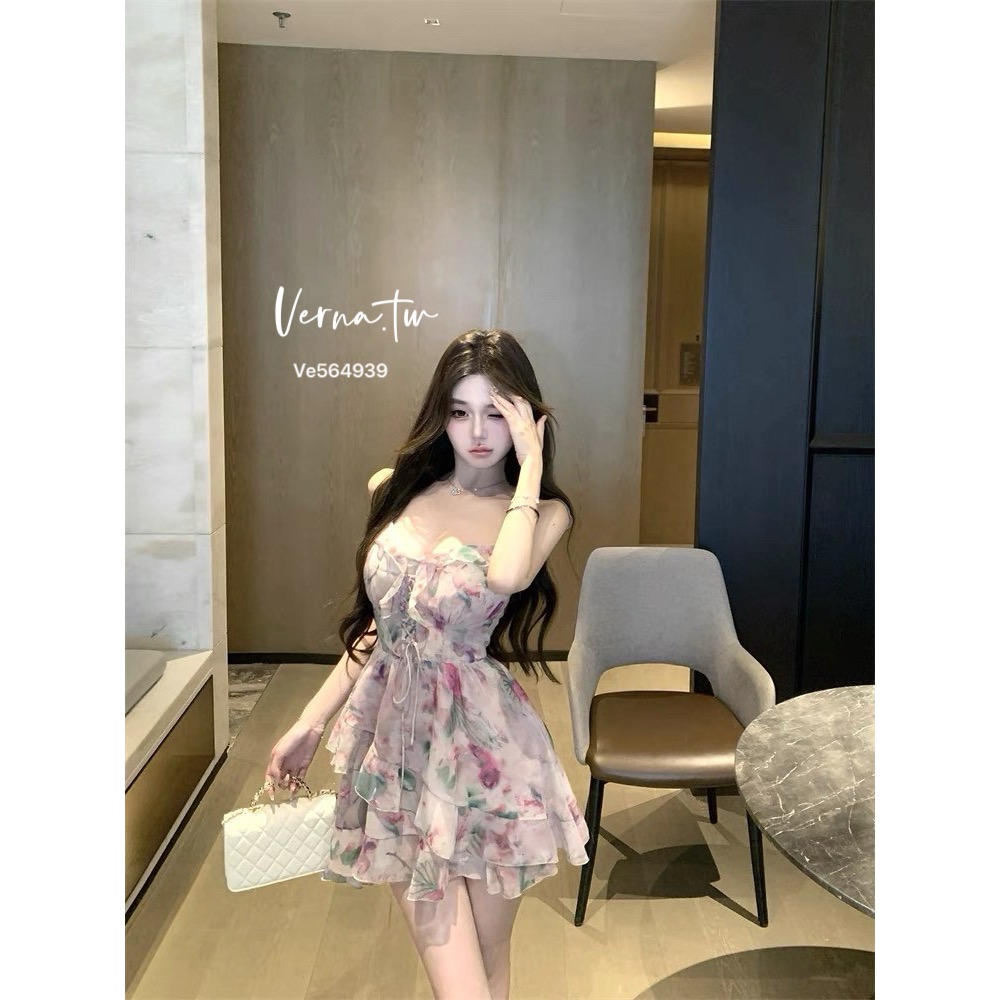 仙氣飄飄 碎花吊帶連身裙-細節圖3