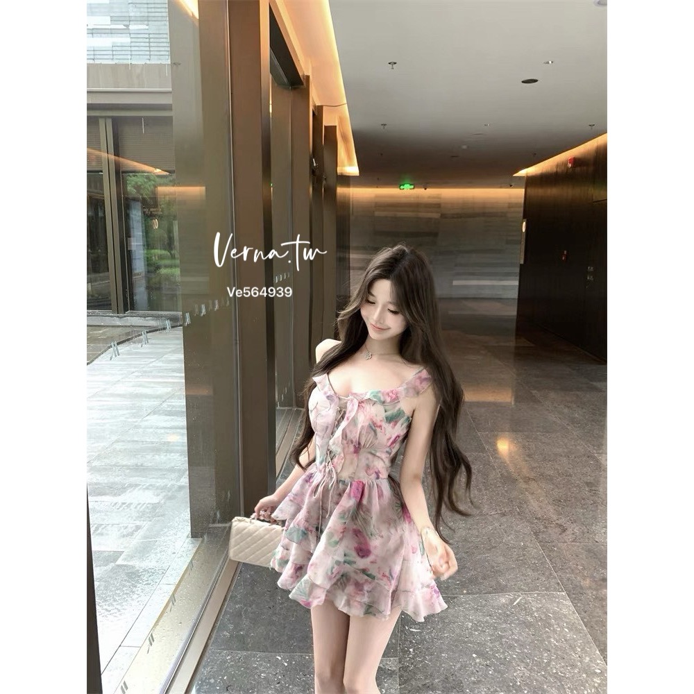 仙氣飄飄 碎花吊帶連身裙-細節圖4