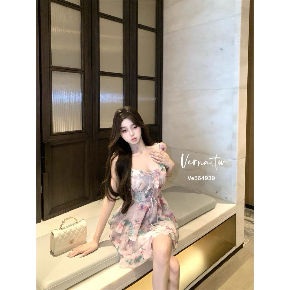 仙氣飄飄 碎花吊帶連身裙-細節圖6