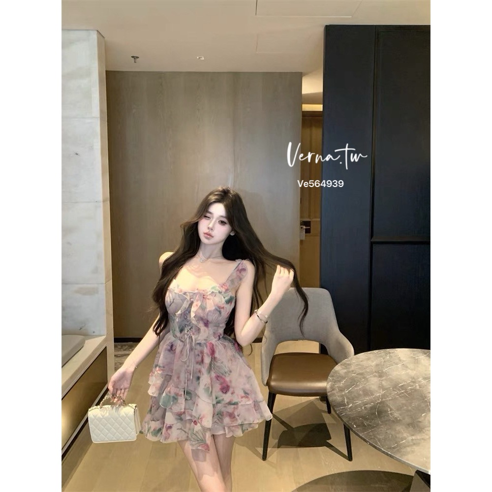 仙氣飄飄 碎花吊帶連身裙-細節圖8