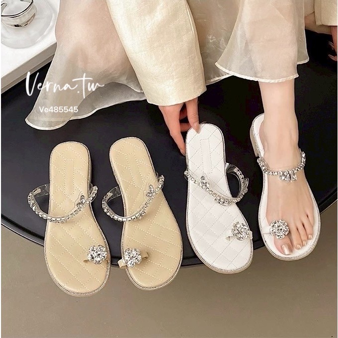 花朵水鑽套趾涼拖鞋-細節圖2