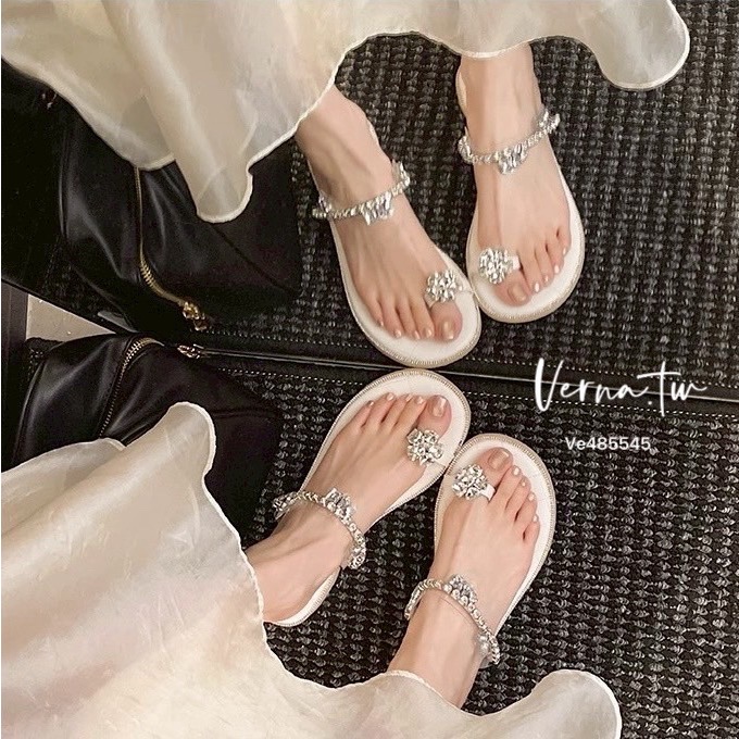 花朵水鑽套趾涼拖鞋-細節圖3