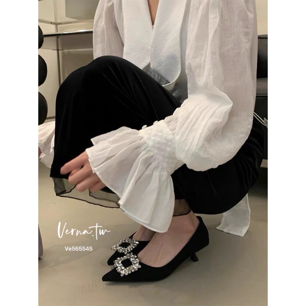 高級感方鑽尖頭跟鞋-細節圖8