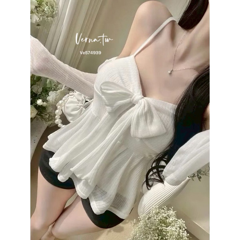 心動瞬間 綁帶蝴蝶結背心x開衫套裝-細節圖8