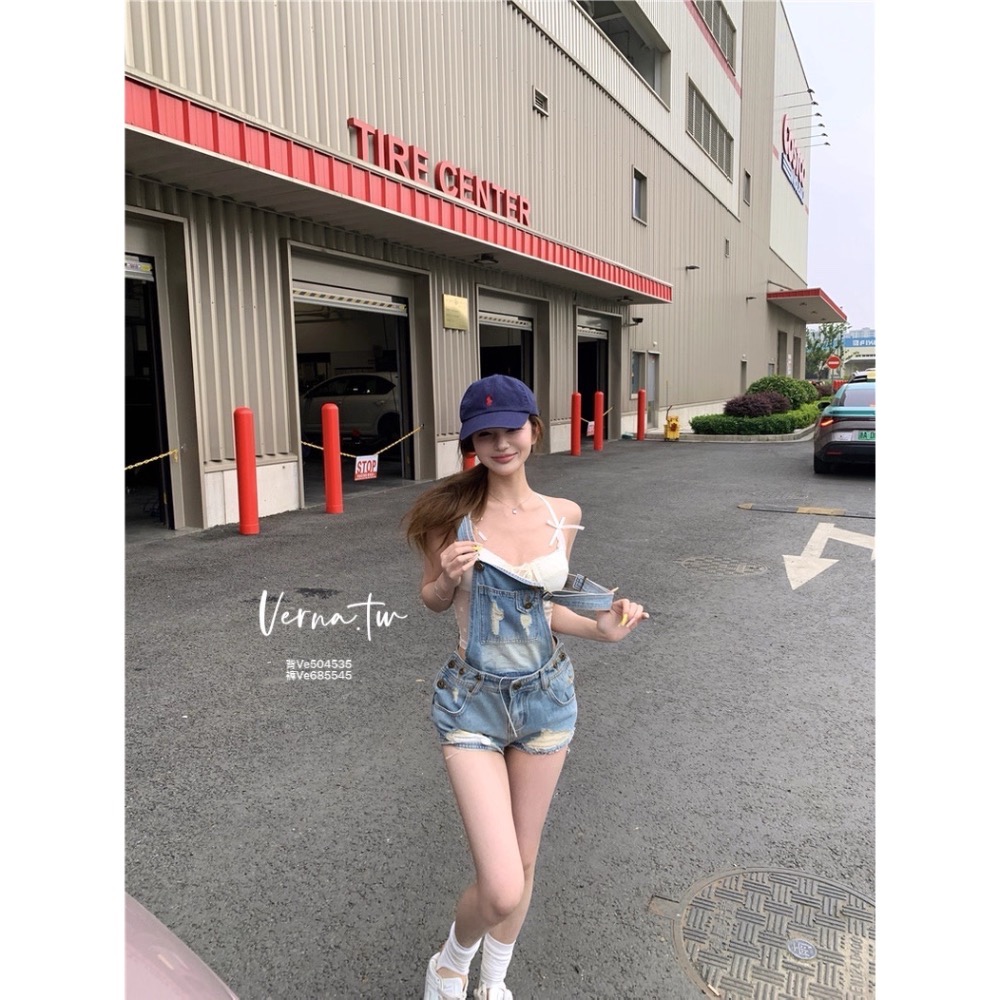 人間小可愛🫧 高訂蕾絲背心x牛仔吊帶褲-細節圖3