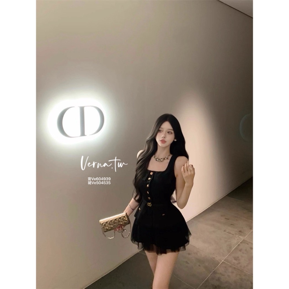 設計感黑色無袖x紗裙兩件套裝-細節圖6