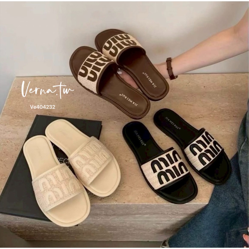 字母撞色平底拖鞋-細節圖2