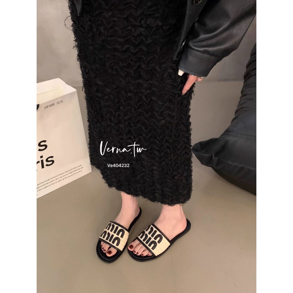 字母撞色平底拖鞋-細節圖3