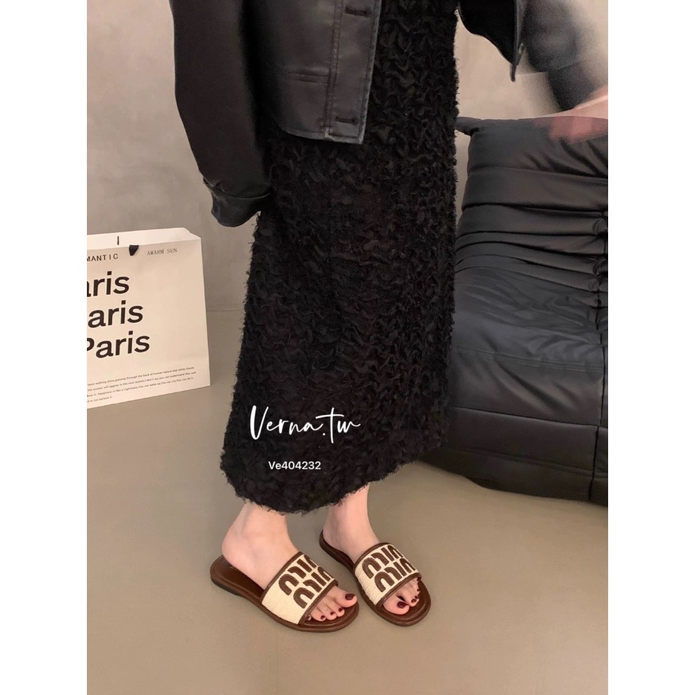 字母撞色平底拖鞋-細節圖8