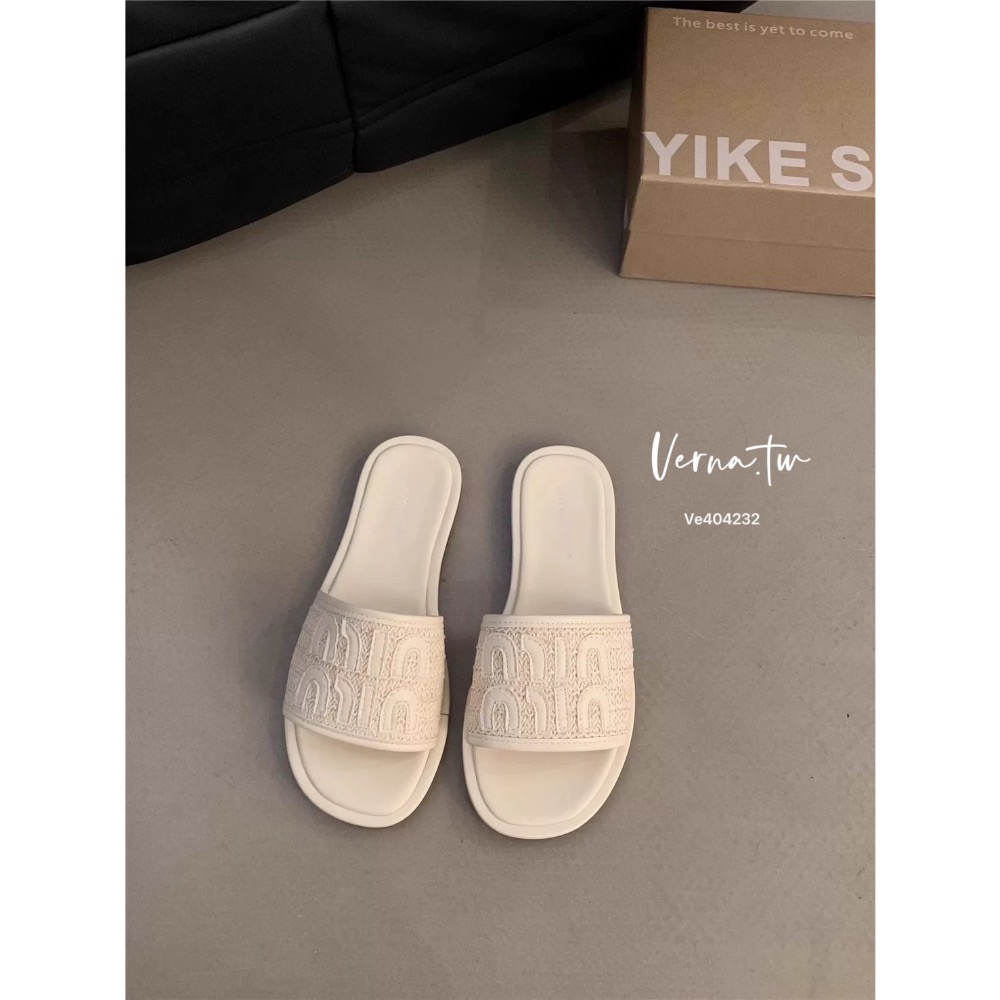 字母撞色平底拖鞋-細節圖11