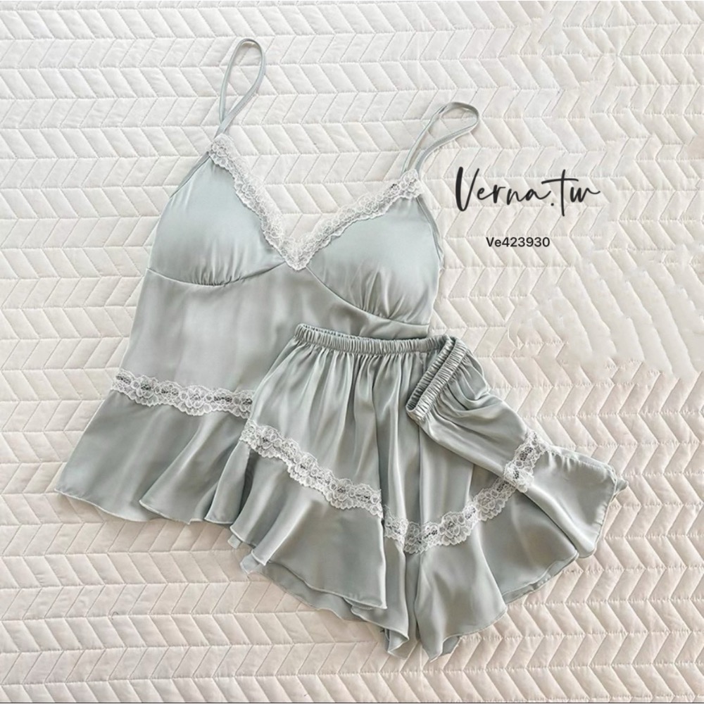 蕾絲緞面兩件式睡衣-細節圖5