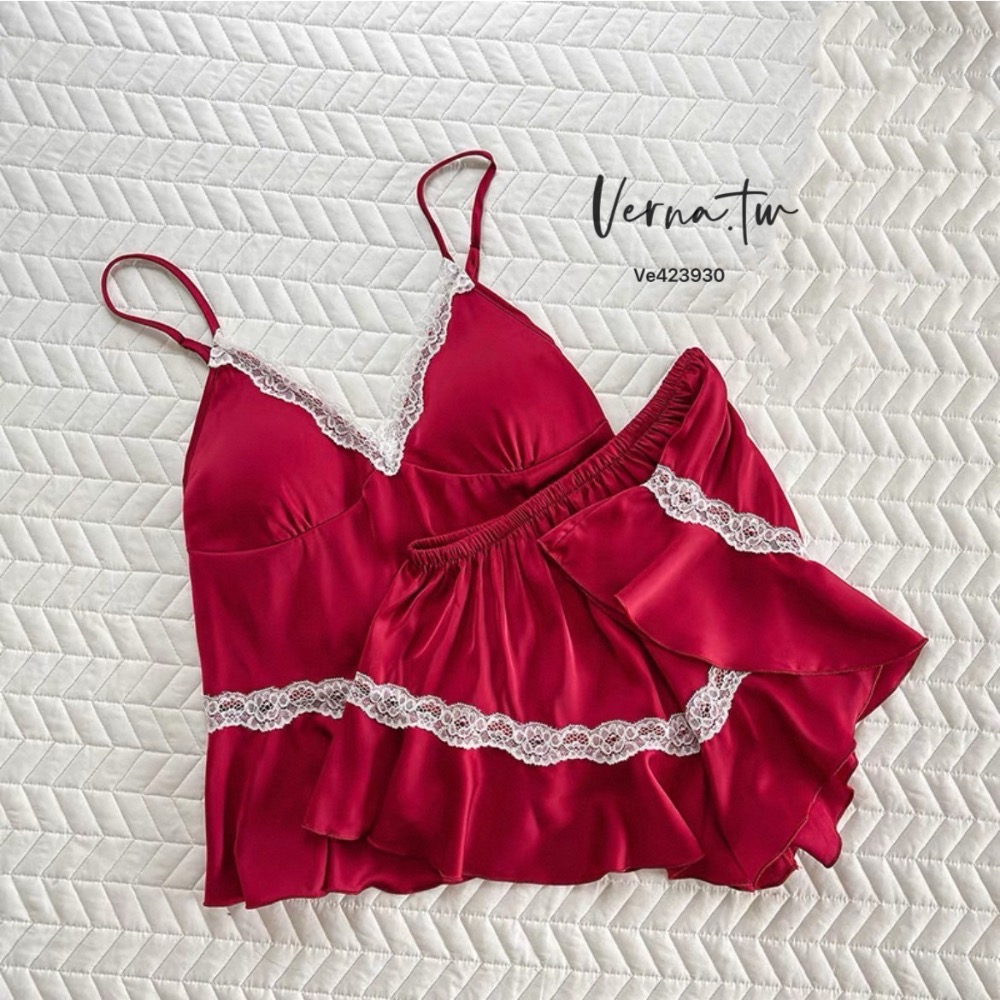 蕾絲緞面兩件式睡衣-細節圖6