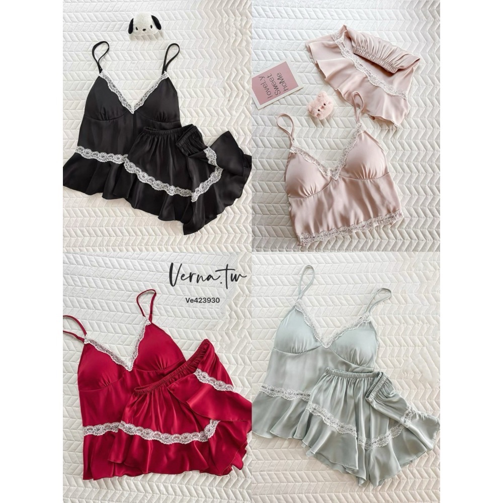 蕾絲緞面兩件式睡衣-細節圖7