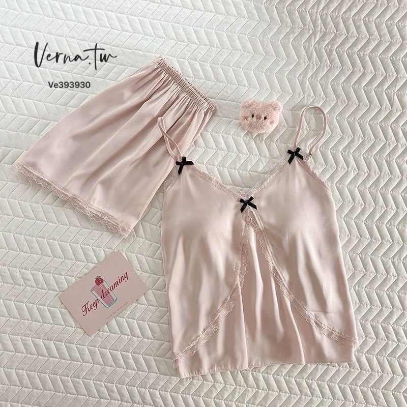 蕾絲蝴蝶結兩件式睡衣-細節圖3