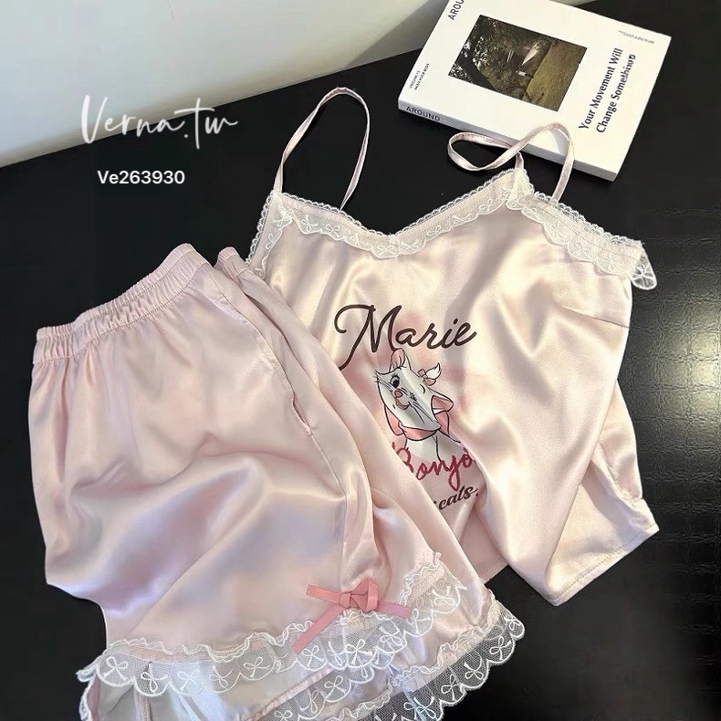 可愛瑪麗貓冰絲兩件式睡衣-細節圖7