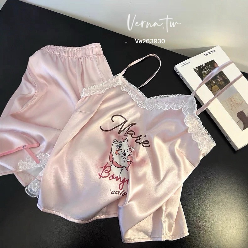 可愛瑪麗貓冰絲兩件式睡衣-細節圖8