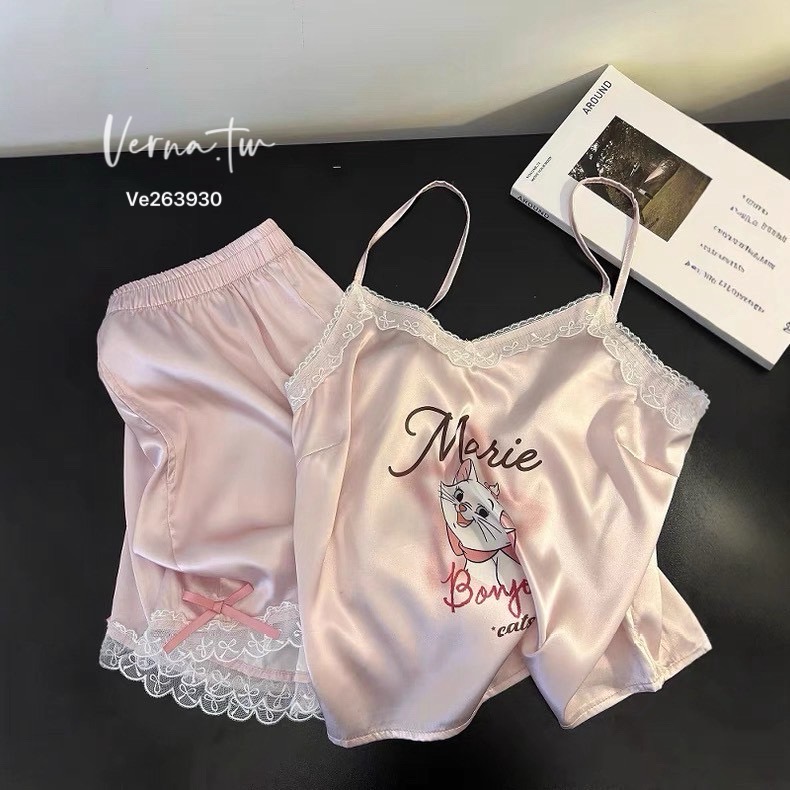 可愛瑪麗貓冰絲兩件式睡衣-細節圖9