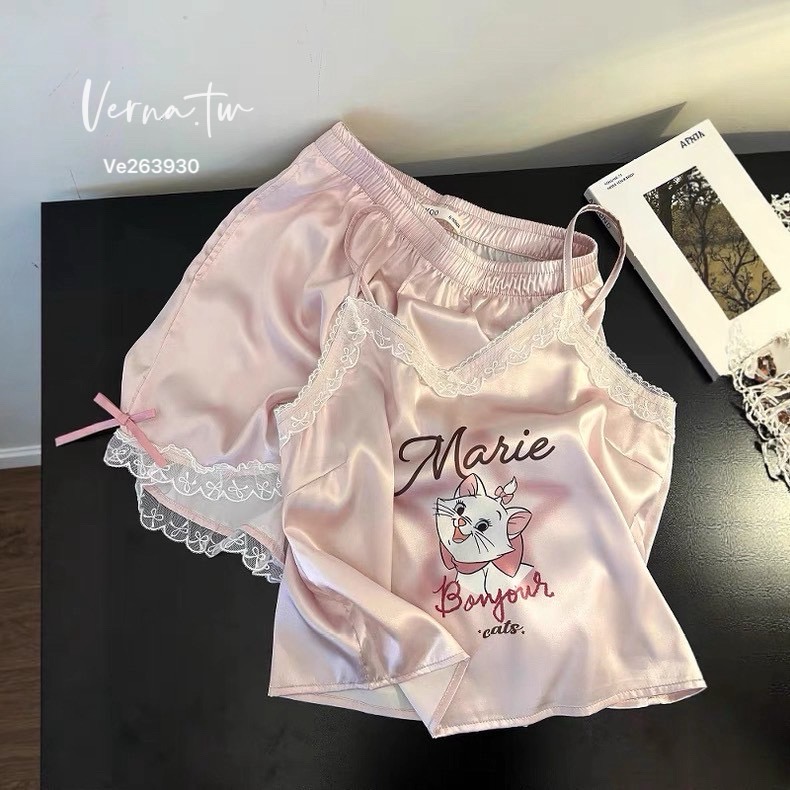 可愛瑪麗貓冰絲兩件式睡衣-細節圖10