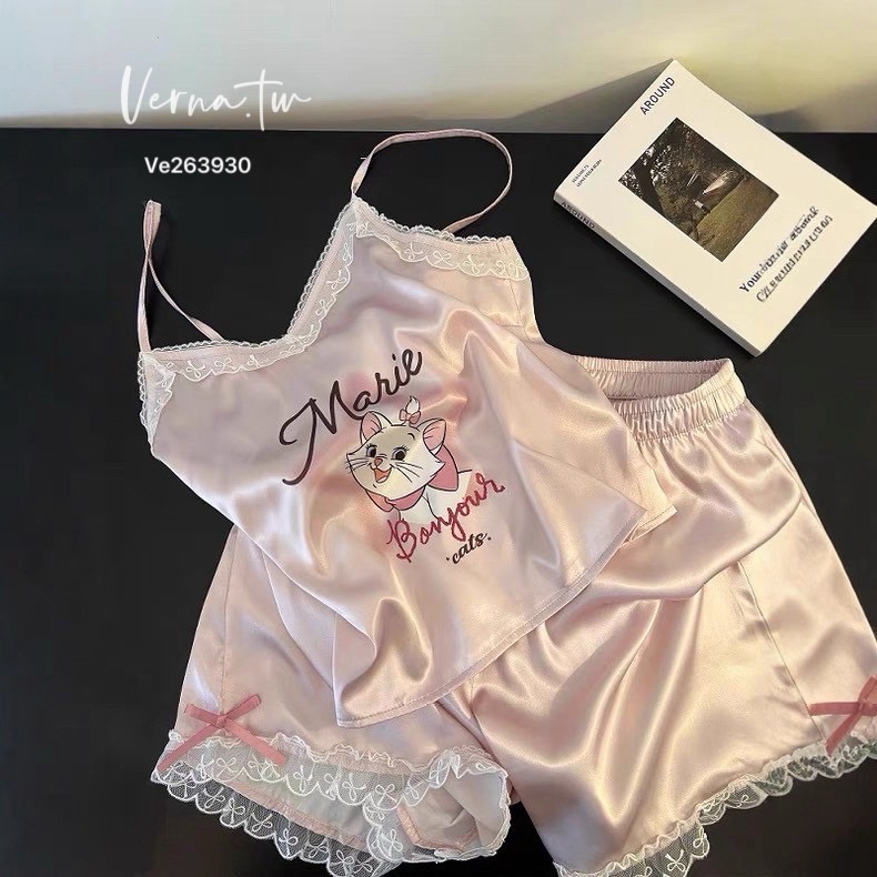 可愛瑪麗貓冰絲兩件式睡衣-細節圖11