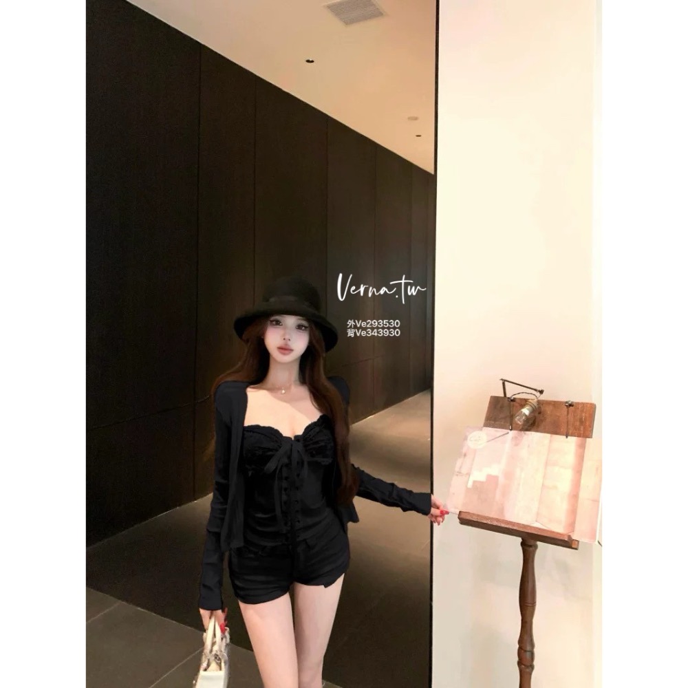 白月光套裝 蕾絲綁帶吊帶背心x小外套-細節圖8