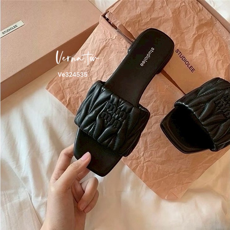 馬卡龍字母皮革拖鞋-細節圖7