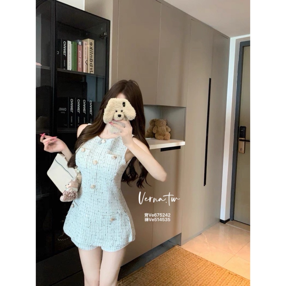 小香款重工粗花背心x短褲套裝-細節圖2