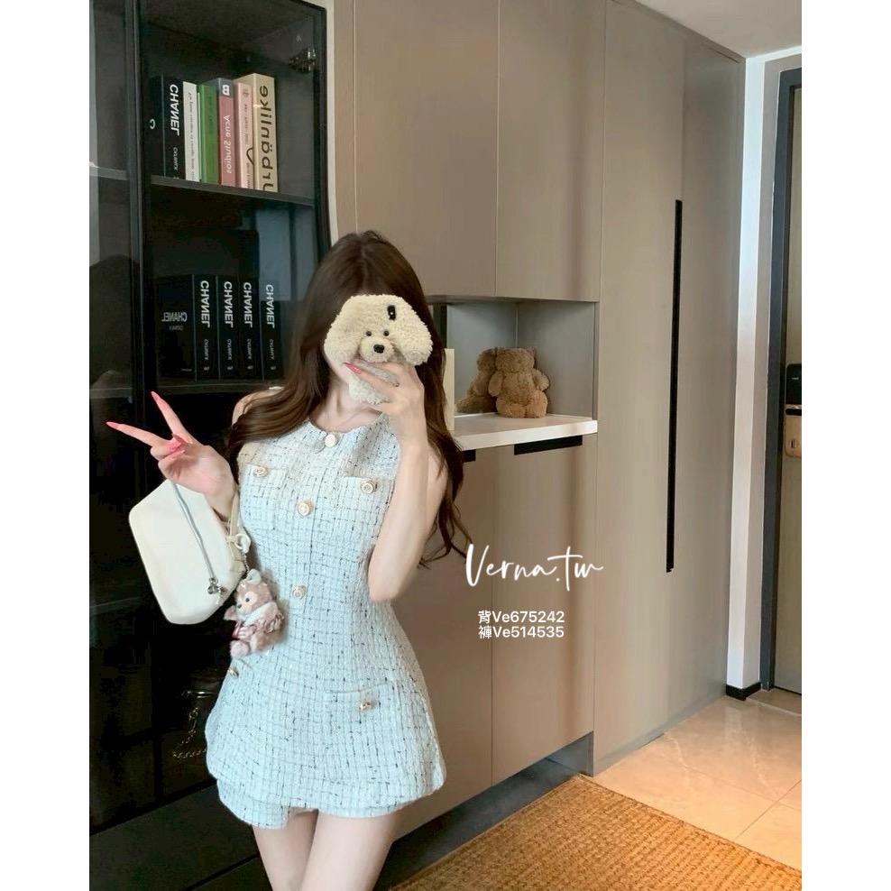 小香款重工粗花背心x短褲套裝-細節圖4