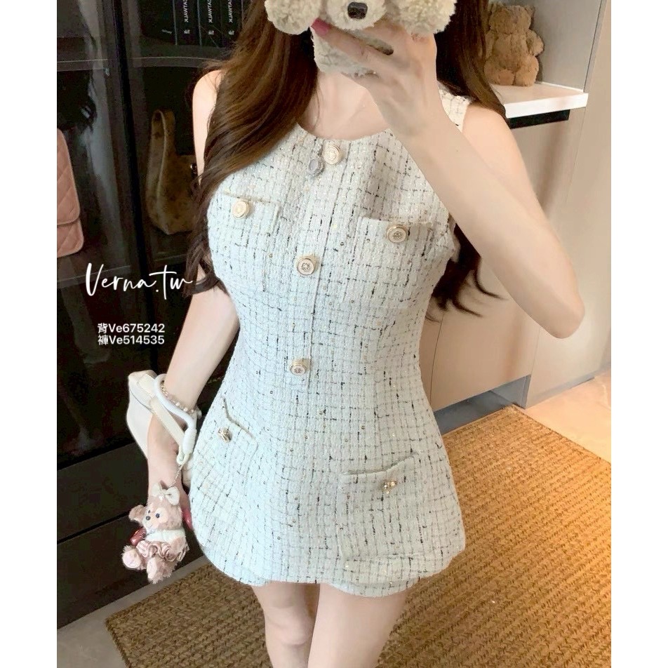 小香款重工粗花背心x短褲套裝-細節圖7