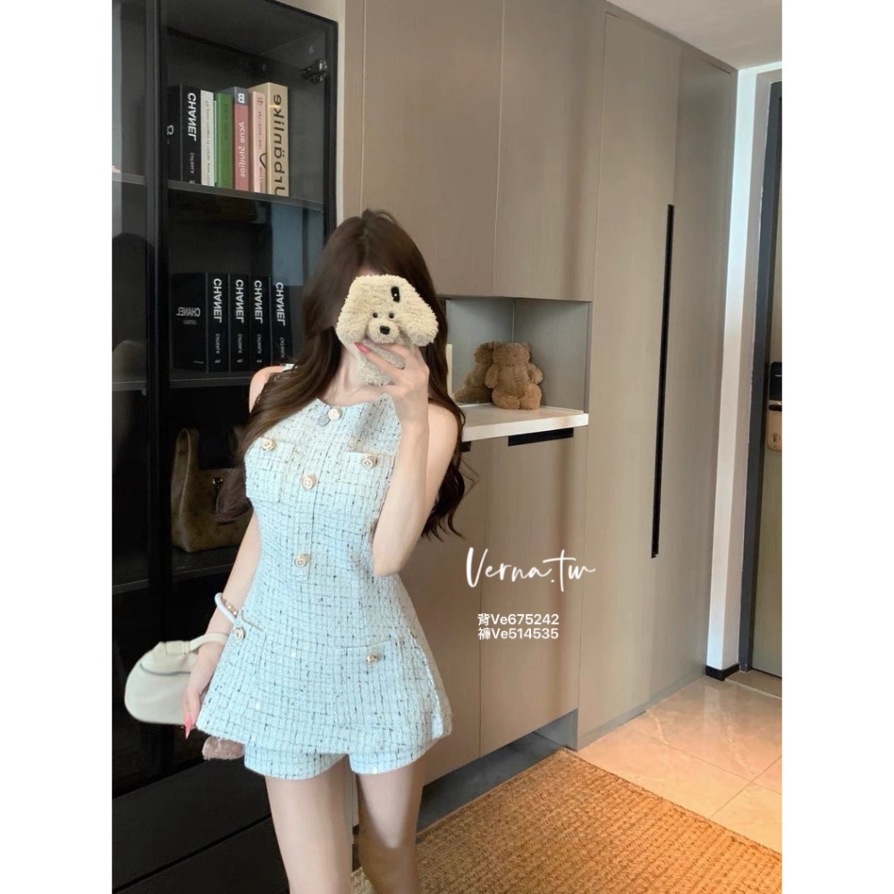 小香款重工粗花背心x短褲套裝-細節圖8