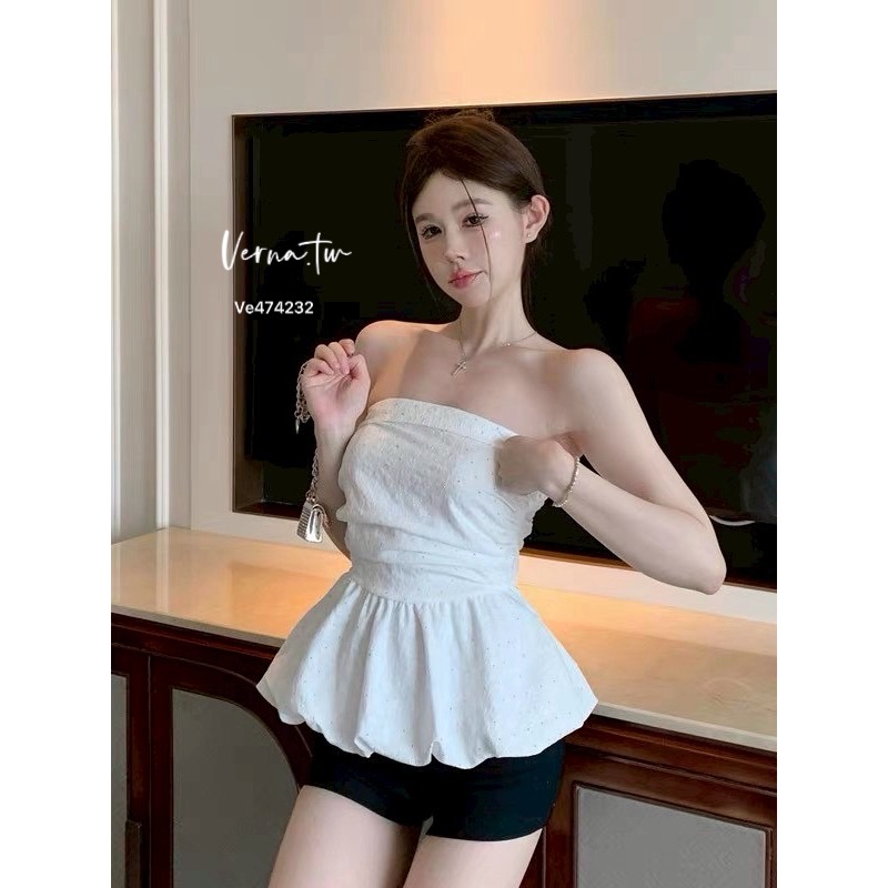 燙鑽皺摺平口背心-細節圖5