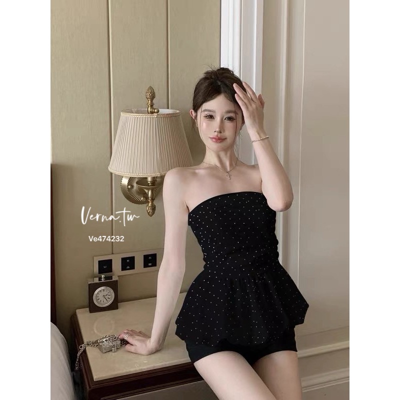 燙鑽皺摺平口背心-細節圖8