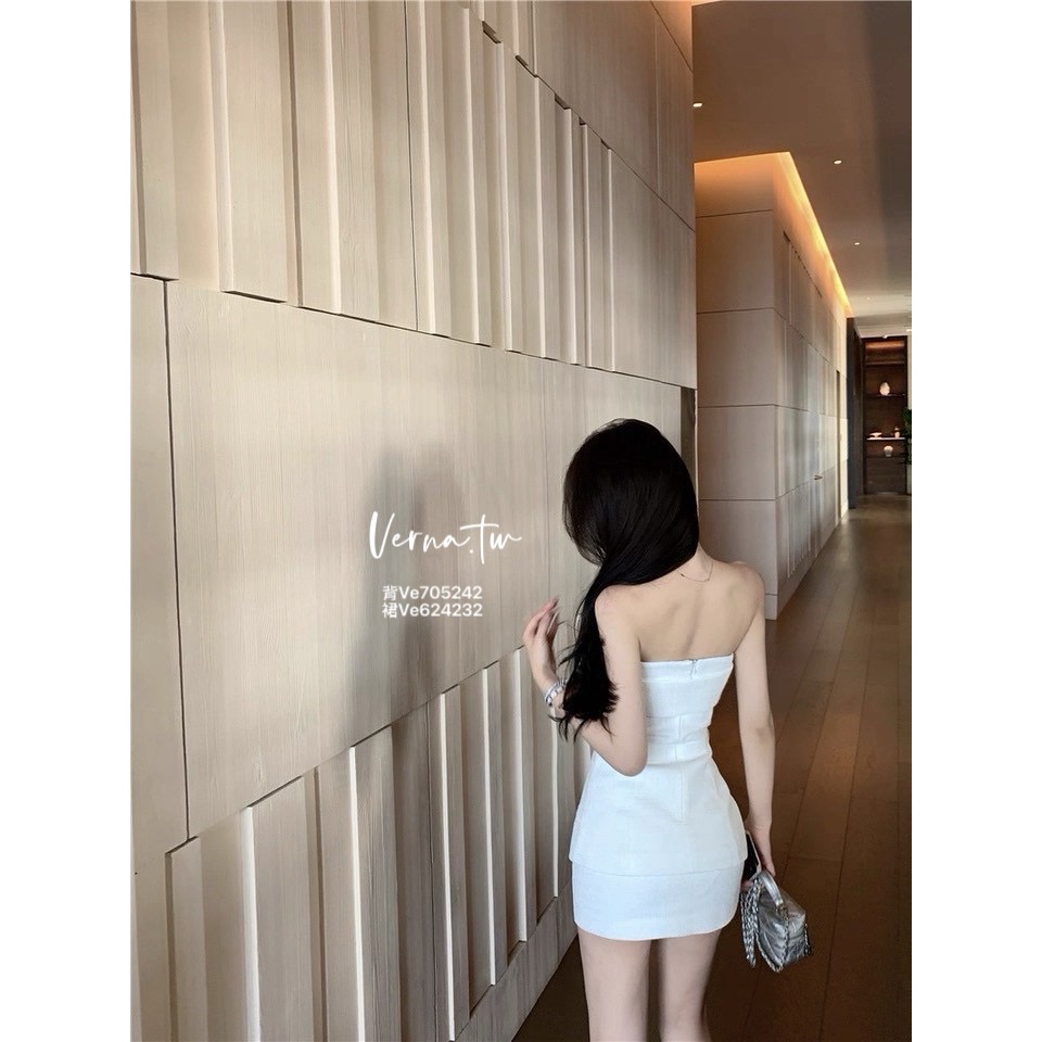 純白密語設計感平口背心x短裙套裝-細節圖9