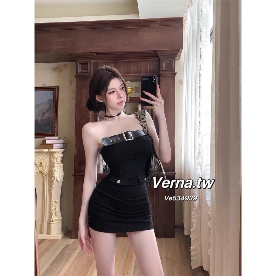 女神系皮腰帶平口短洋-細節圖5