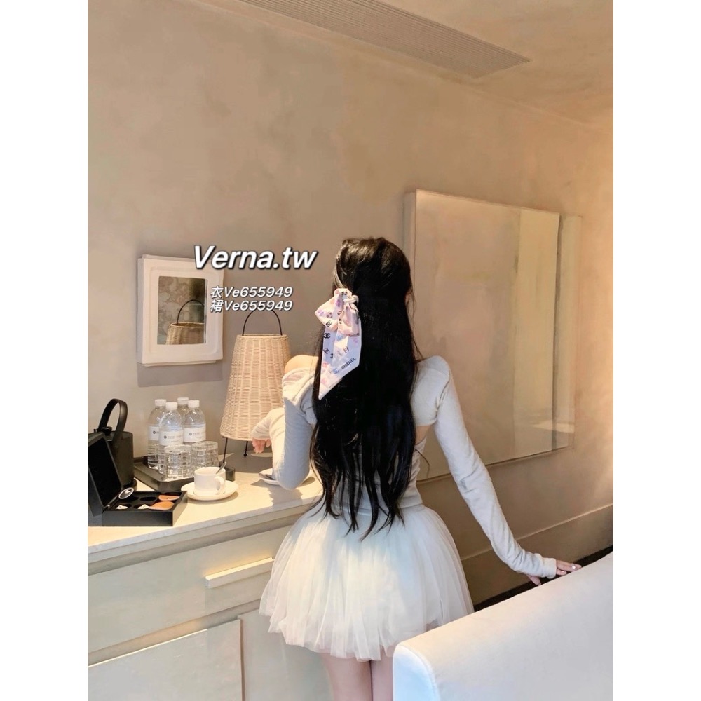 高級千金三件套裝 一字領披肩上衣x高質量澎澎短裙-細節圖7
