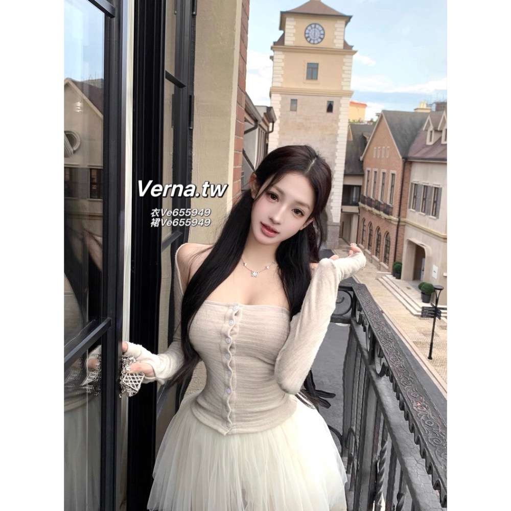 高級千金三件套裝 一字領披肩上衣x高質量澎澎短裙-細節圖8