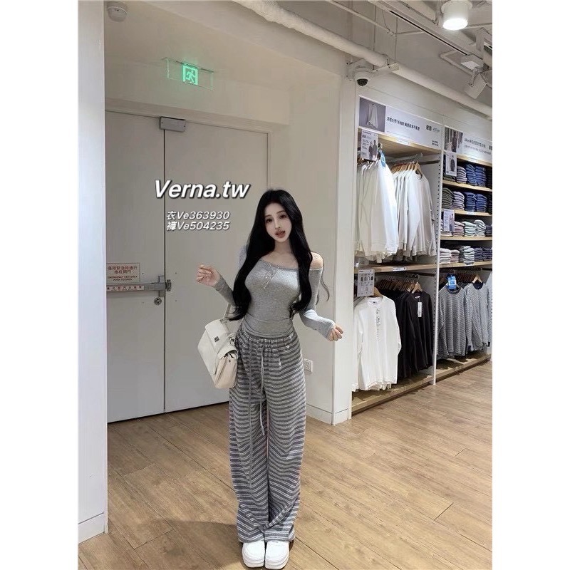 輕氧灰條紋外套x吊帶x長褲三件套裝-細節圖3