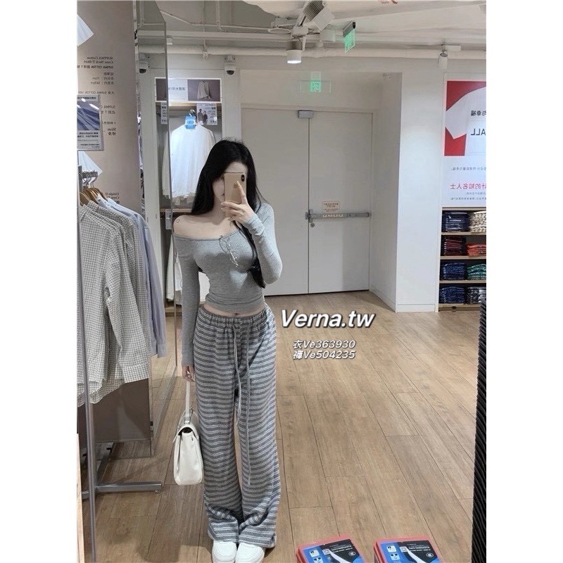 輕氧灰條紋外套x吊帶x長褲三件套裝-細節圖4