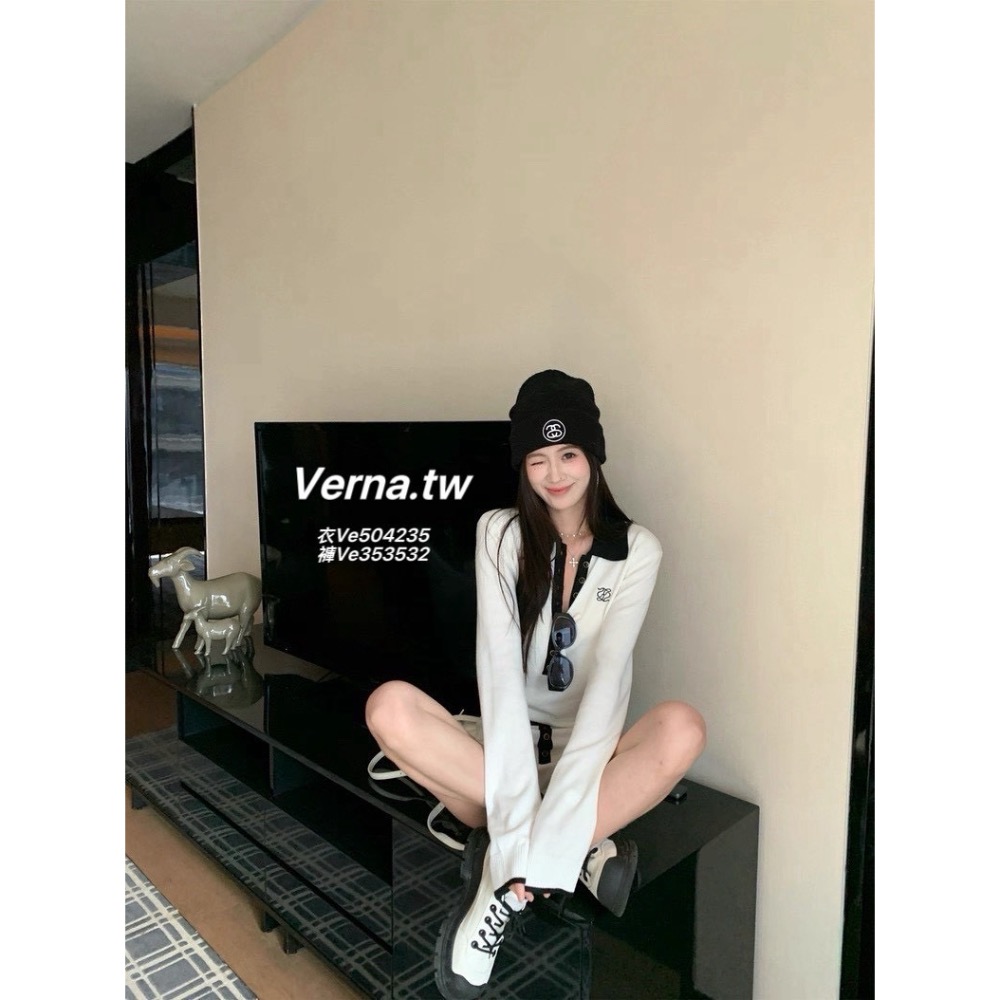 撞色領後綁帶設計套裝-細節圖5