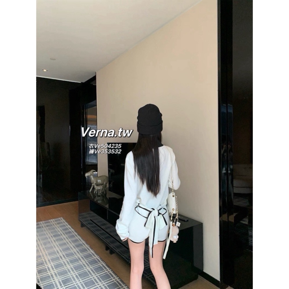 撞色領後綁帶設計套裝-細節圖10