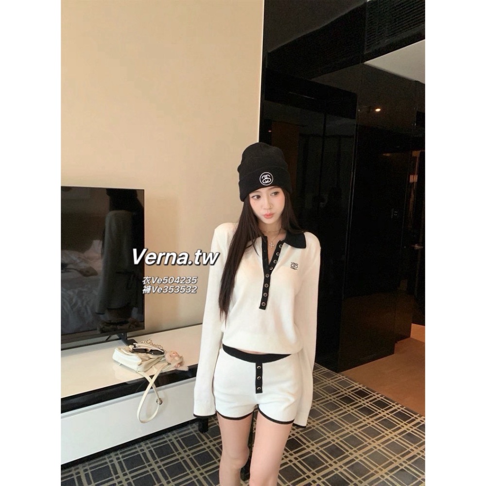 撞色領後綁帶設計套裝-細節圖11