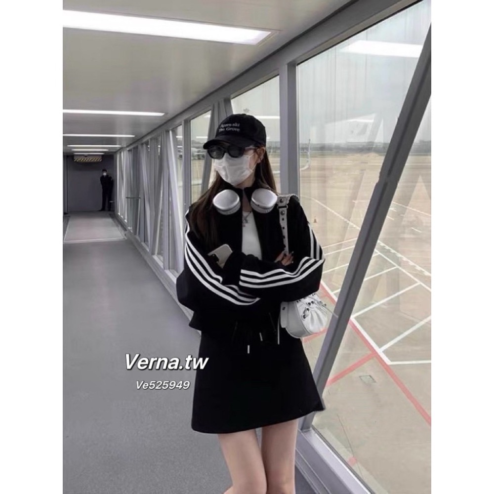 竪條炸街簡約休閒撞色套裝-細節圖5