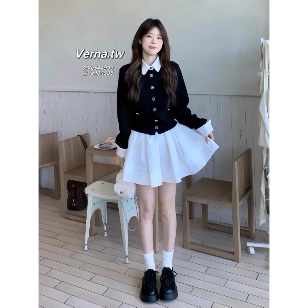 學院初戀黑白套裝 挺版短外套 x百褶蓬蓬裙-細節圖4