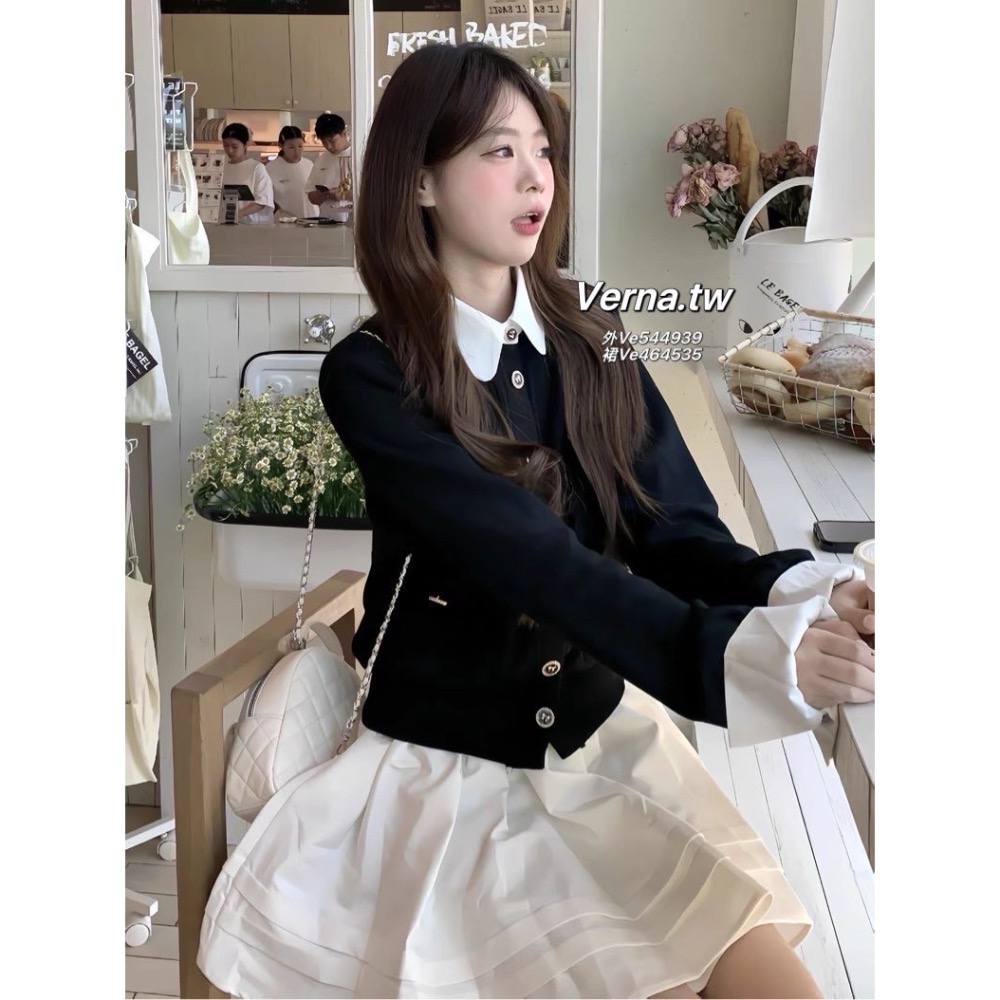 學院初戀黑白套裝 挺版短外套 x百褶蓬蓬裙-細節圖5