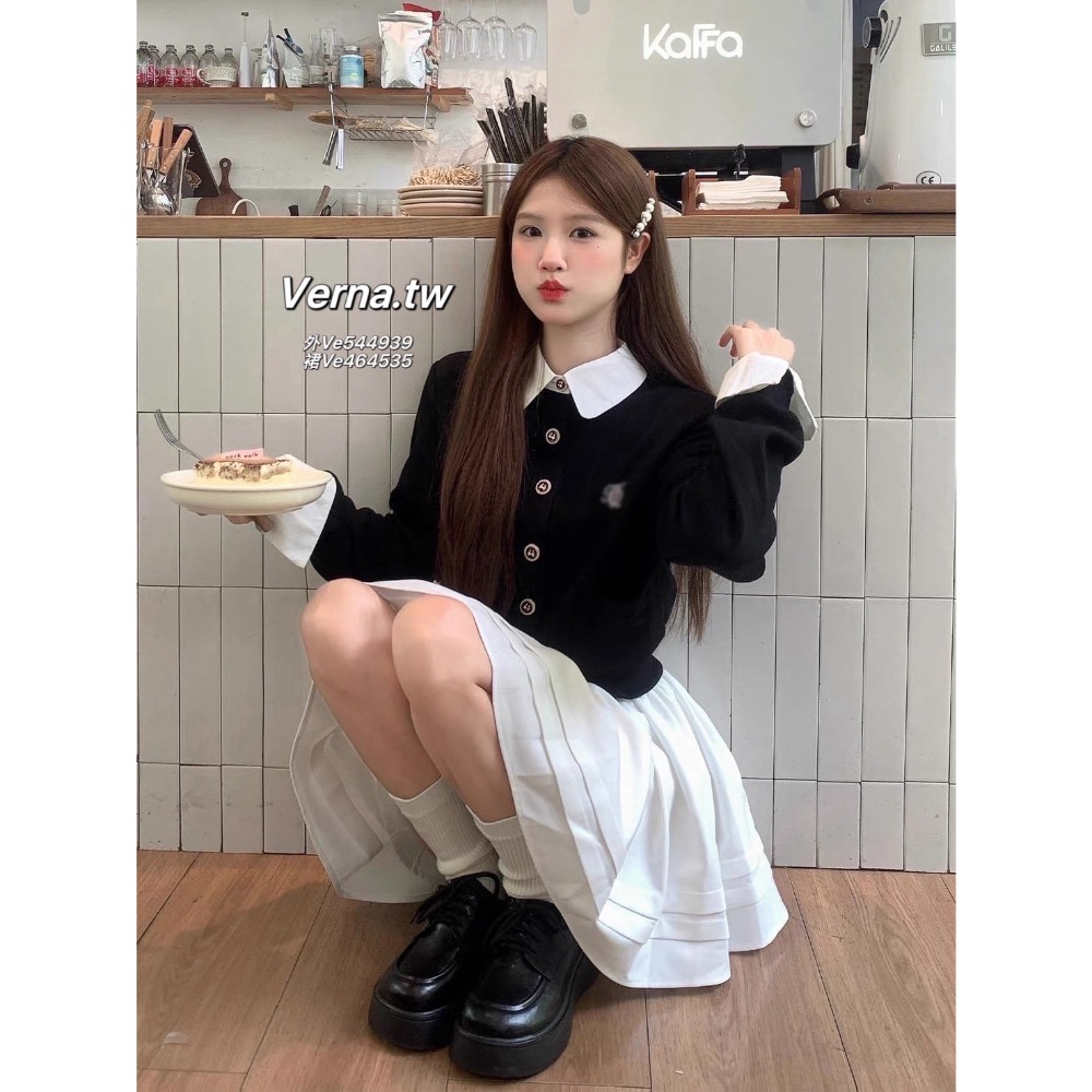 學院初戀黑白套裝 挺版短外套 x百褶蓬蓬裙-細節圖6