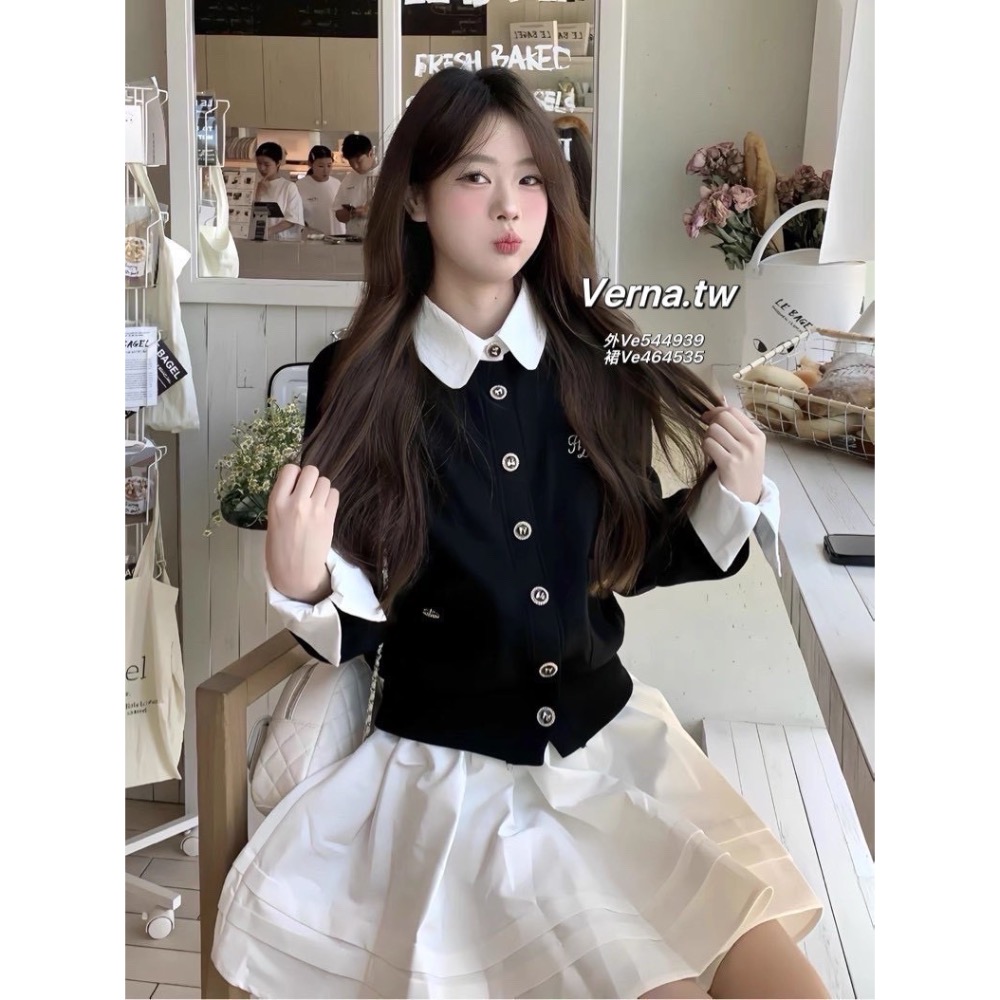 學院初戀黑白套裝 挺版短外套 x百褶蓬蓬裙-細節圖10