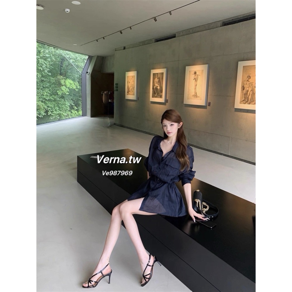 藏藍序曲💙高級感襯衫上衣x短褲套裝-細節圖3