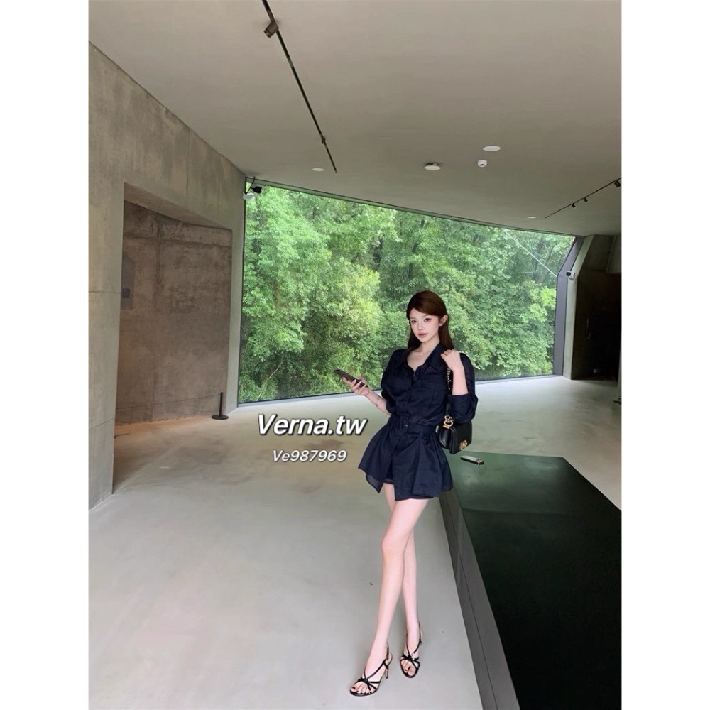 藏藍序曲💙高級感襯衫上衣x短褲套裝-細節圖5